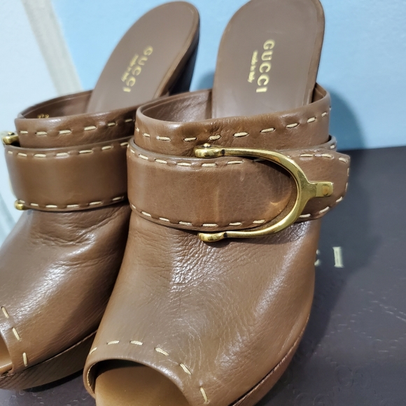 Gucci high heel open toe Platform Mules Sz 6.5 It sz 36.5 - Picture 8 of 15